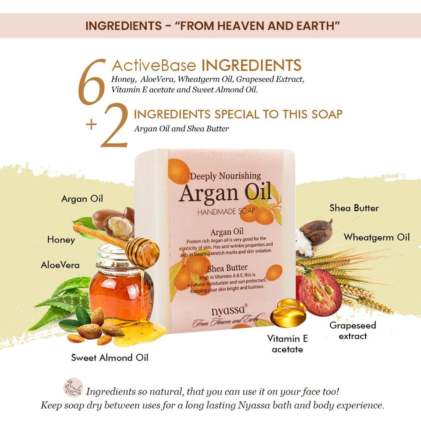 Nyassa Argan Oil Soap | Argan & Shea Butter | Moisturizing, Nourishing, Natural | 150g