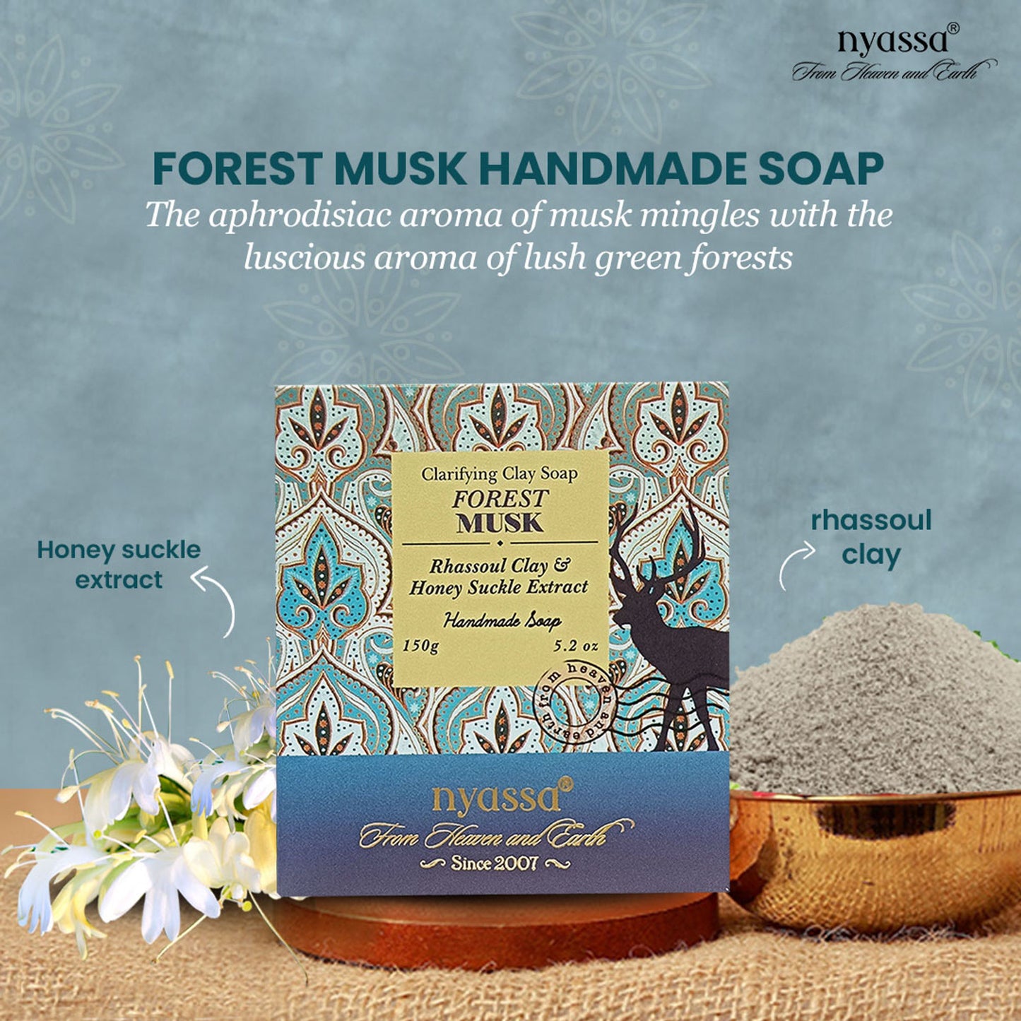 Nyassa Forest Musk Soap | Honeysuckle & Almond Oil | Musky Fragrance | All Skin Types | 150g