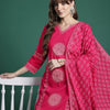 Dhiyona IE Ethnic Motifs Printed Panelled Pure Cotton Kurta with Trousers & With Dupatta