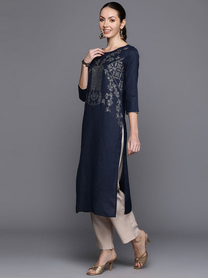 Indyancart IE Geometric Foil Printed Kurta