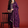 Dhiyona IE Floral Embroidered Sequinned Kurta With Trousers & Dupatta
