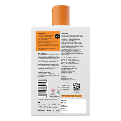 Chemist At Play Exfoliating Body Wash with 4% Lactic Acid, Salicylic Acid & Vit E, Treats Back Acne