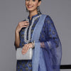 Dhiyona VA Women's Floral Printed Mirror Work Pure Cotton Kurta With Trousers & With Dupatta