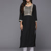 Dhiyona IE Women Black Ethnic Motifs Yoke Design Sequinned Kurta