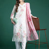 Dhiyona IE Women Floral Embroidered Panelled Thread Work Kurta With Trousers & Dupatta