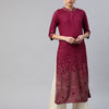 Dhiyona IE Women Purple & Golden Foil Printed Straight Kurta