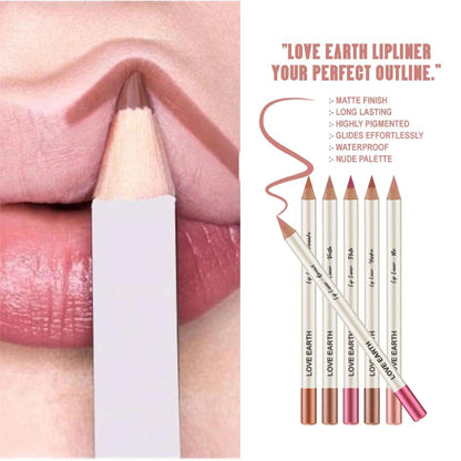 Love Earth Lip Liner in Everyday Nudes by Love Earth, showcasing the nude-colored pencil with a sharp tip for precise application.