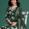 Dhiyona IE Floral Printed Regular Pure Cotton Kurta with Trousers & Dupatta