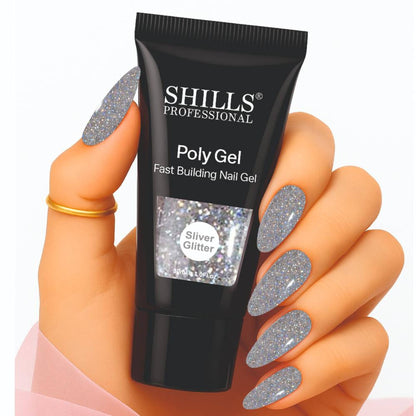Shills Professional Nail Poly Gel - Silver Glitter