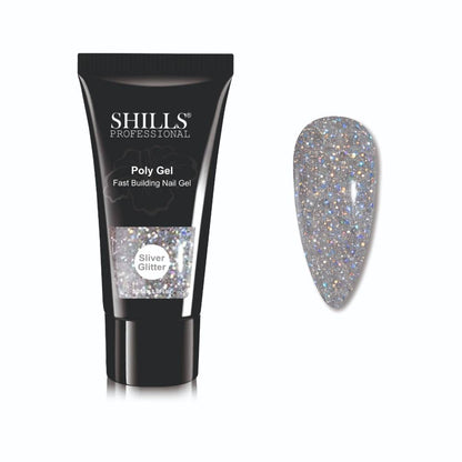 Shills Professional Nail Poly Gel - Silver Glitter