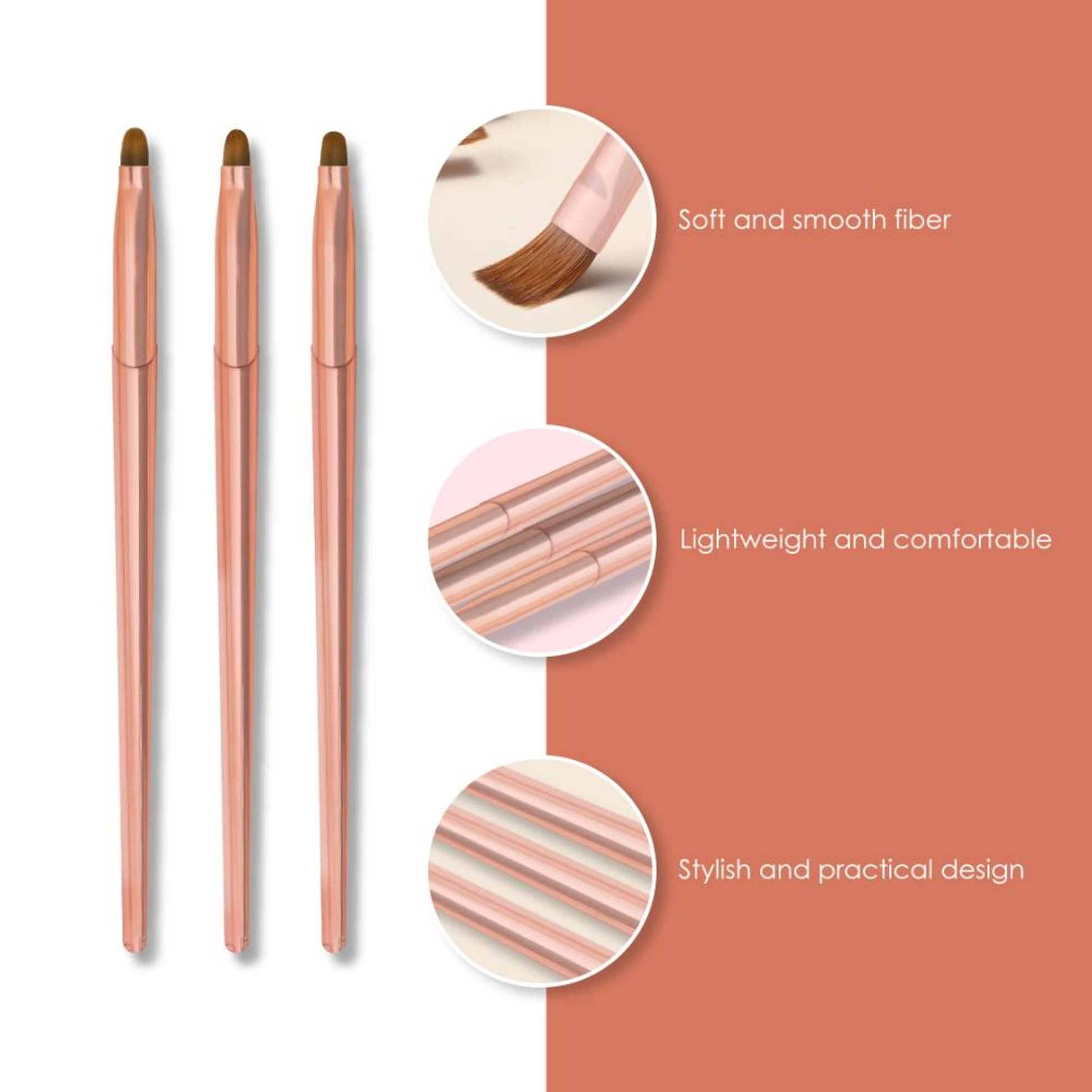 Shills Professional Rose Gold Gel Art Brush 3pcs