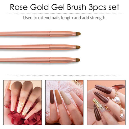 Shills Professional Rose Gold Gel Art Brush 3pcs