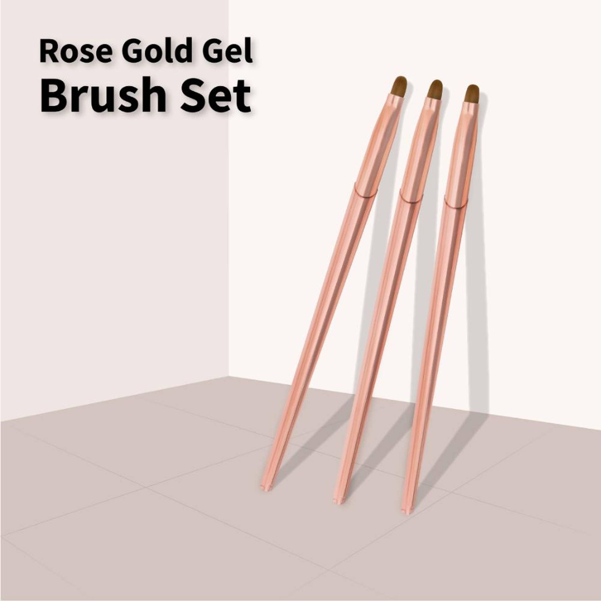 Shills Professional Rose Gold Gel Art Brush 3pcs