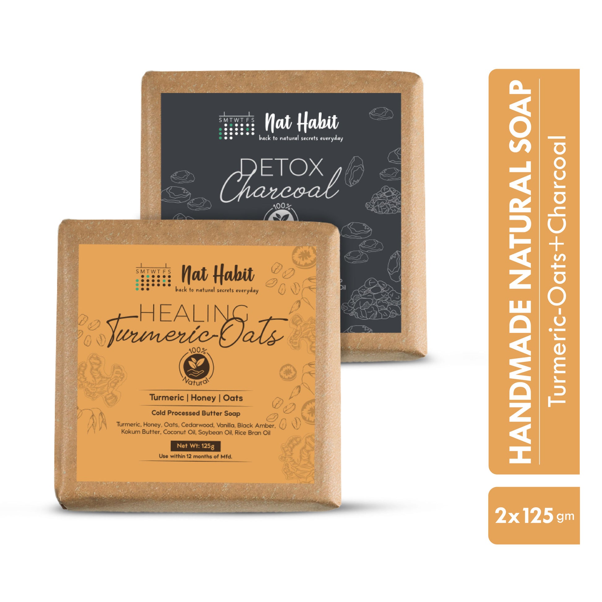 Nat Habit Fresh Detox Charcoal & Healing Turmeric Oats Soaps
