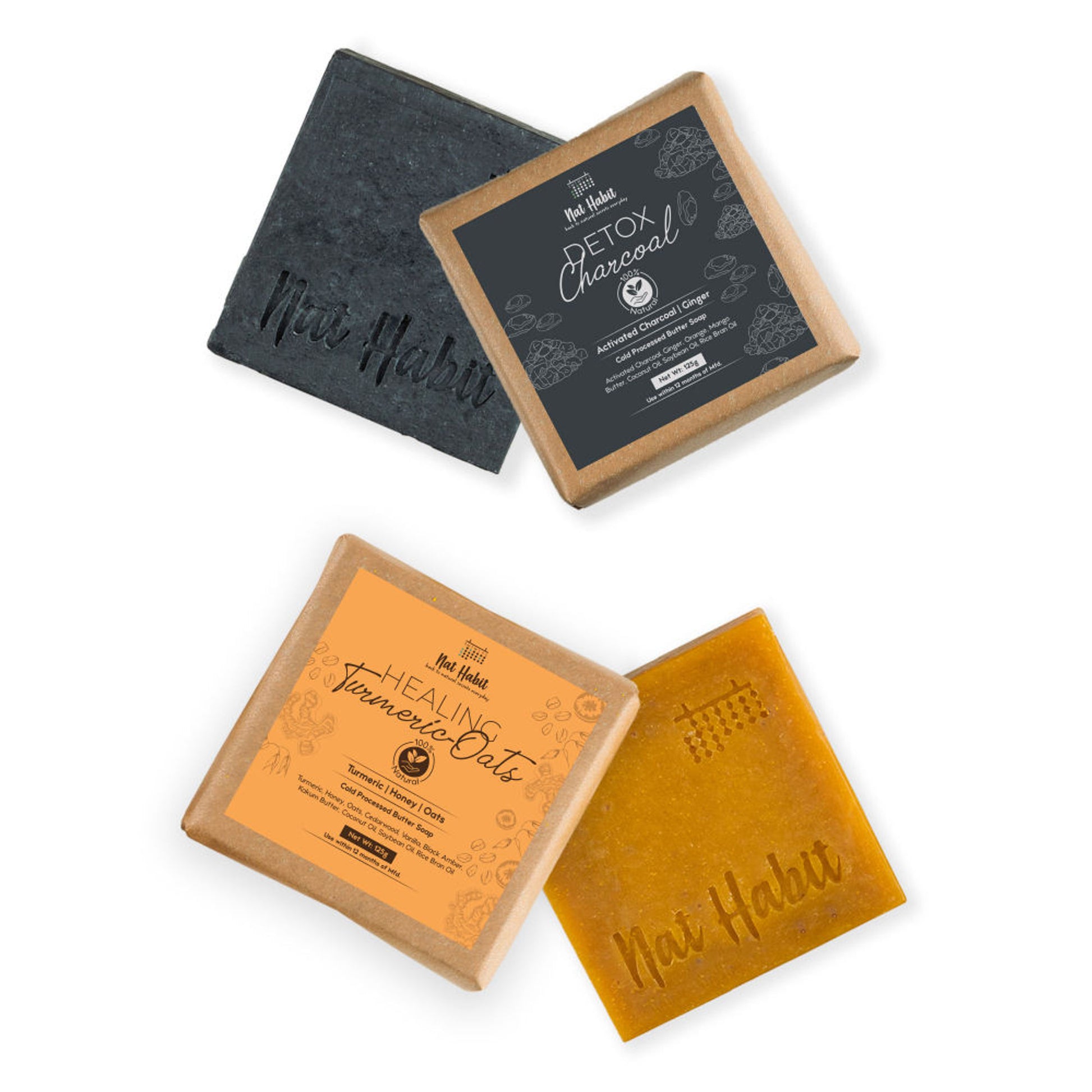 Nat Habit Fresh Detox Charcoal & Healing Turmeric Oats Soaps