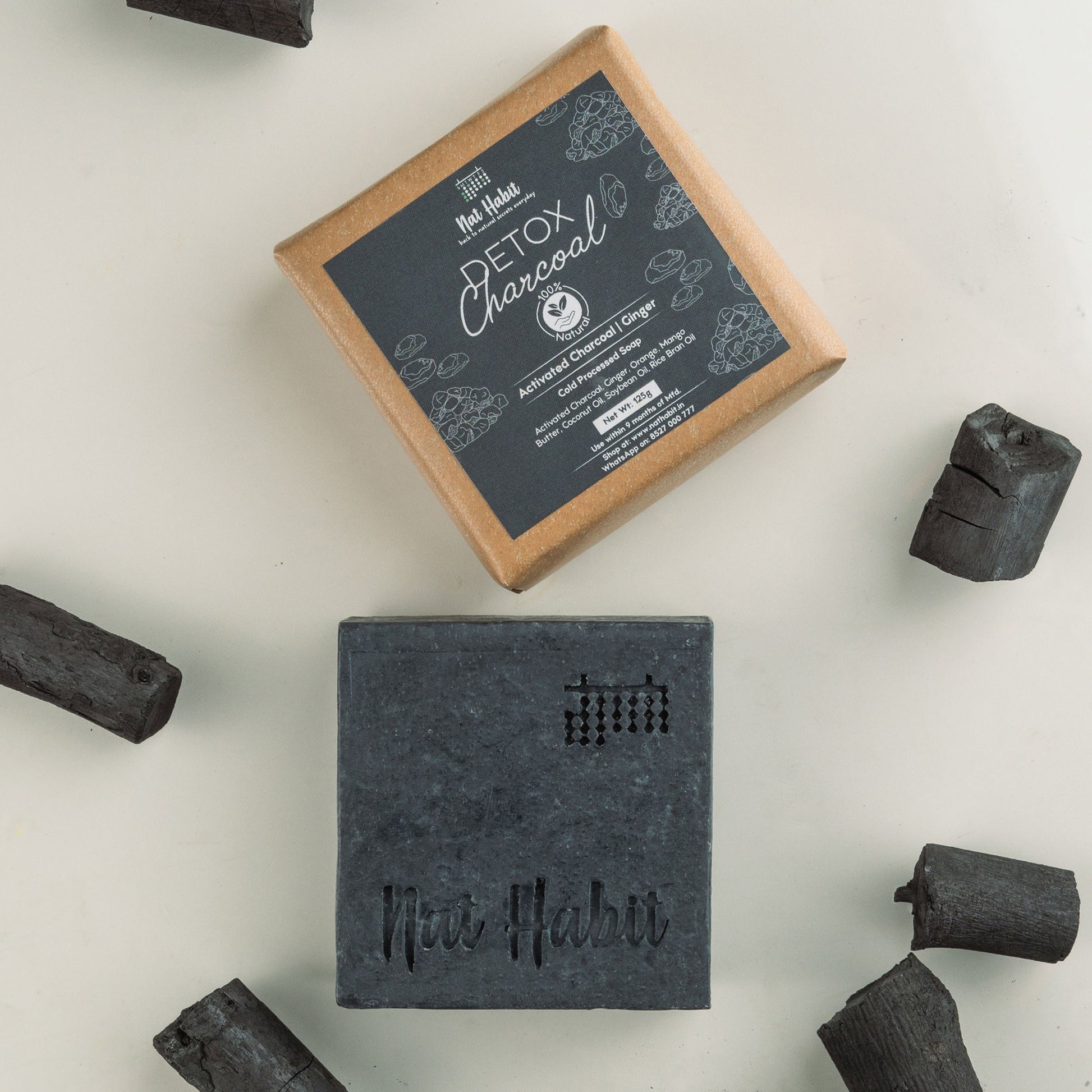 Nat Habit Set Of Brightening Milk Rosehip & Detox Charcoal Butter Bath Soaps Combo
