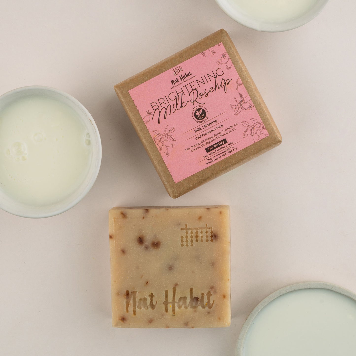 Nat Habit Set Of Brightening Milk Rosehip & Detox Charcoal Butter Bath Soaps Combo
