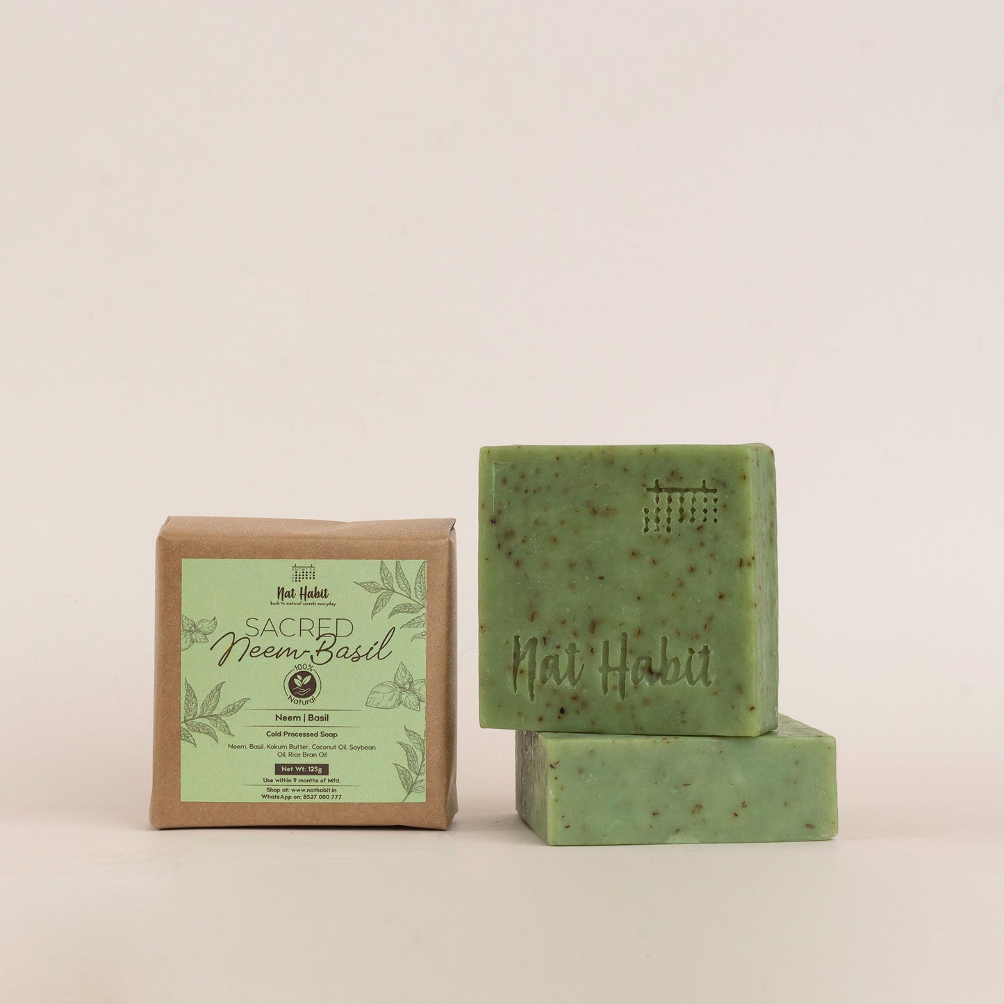 Nat Habit Set Of Sacred Neem Basil & Detox Charcoal Bath Saops Combo