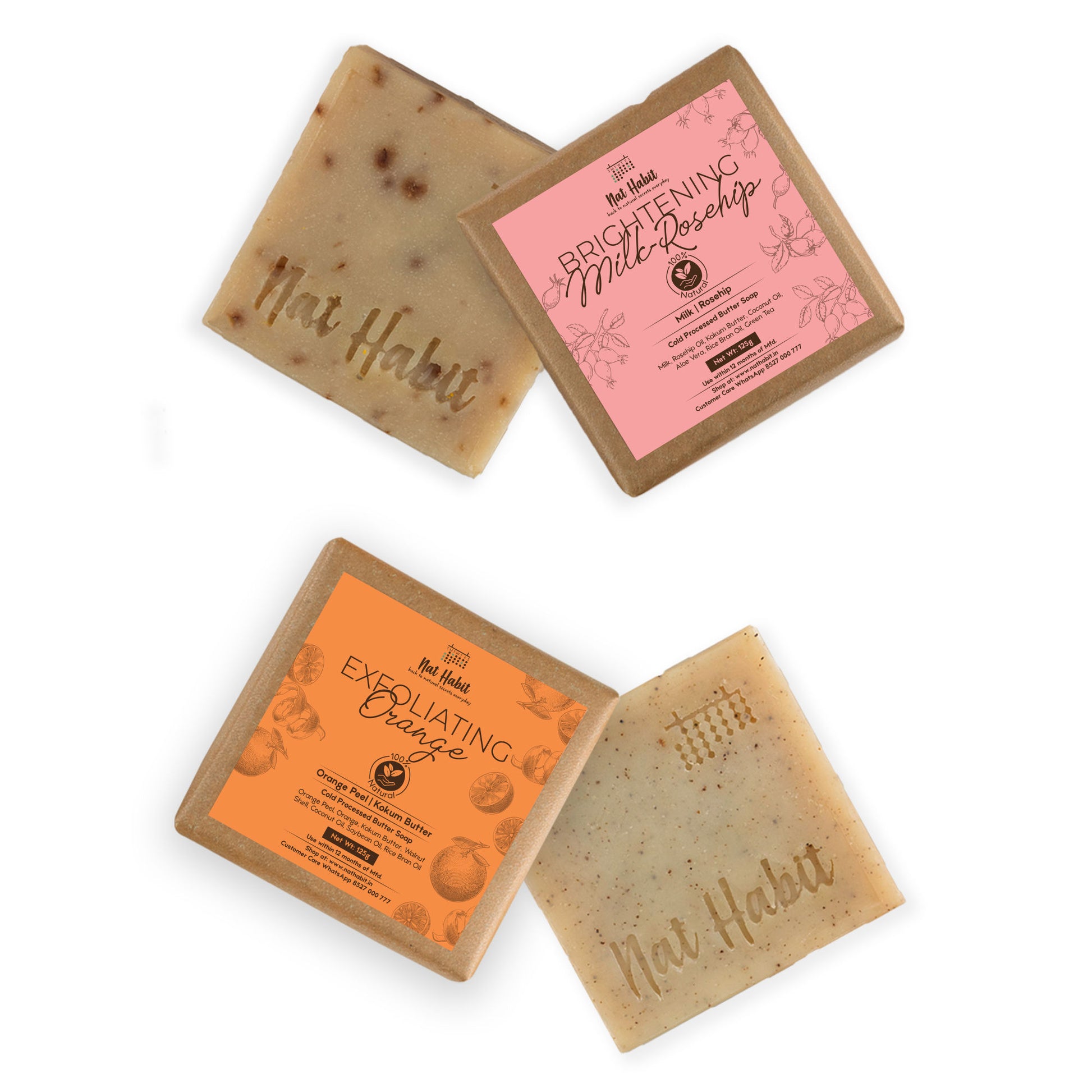 Nat Habit Setof Brightening Milk Rosehip & Exfoliating Orange Bath Soaps Combo