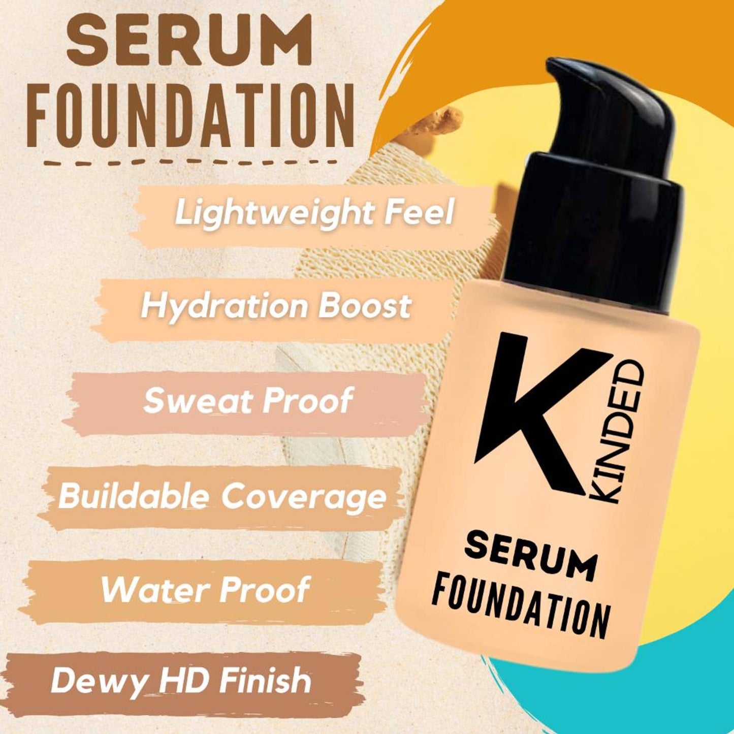 KINDED Serum Foundation Makeup With Avocado Oil Vitamin E Goodness - 02 Medium