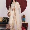 Dhiyona VA Women's Floral Woven Design Thread Work Kurta with Trousers & Dupatta