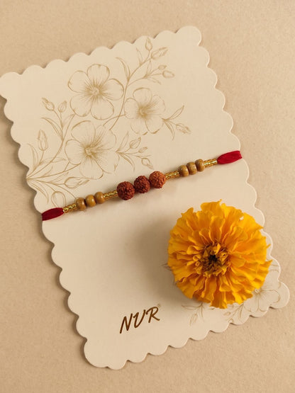 Anouk Religious Rudraksh & Red Thread Rakhi With Roli Chawal Chandan Mishri