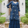 Dhiyona IE Women Floral Embroidered Regular Sequinned Kurta with Sharara With Dupatta