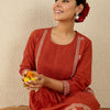 Indyancart IE Floral Embroidered Thread Work Pure Cotton Kurta With Trousers