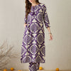 Dhiyona IE Women Purple Printed Straight Kurta Trousers Set
