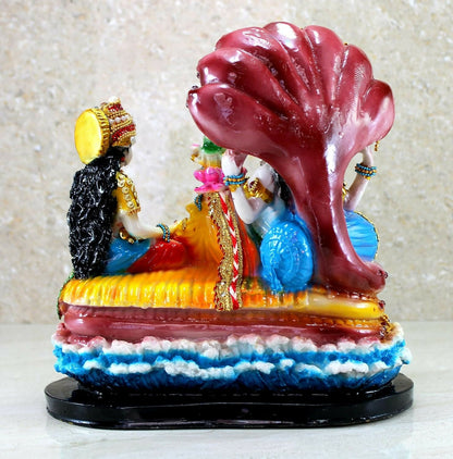 Beautiful Vishnu with Laxmi idol from the Esplanade collection, shown in a detailed sculpture with divine figures in Ksheer Sagar.