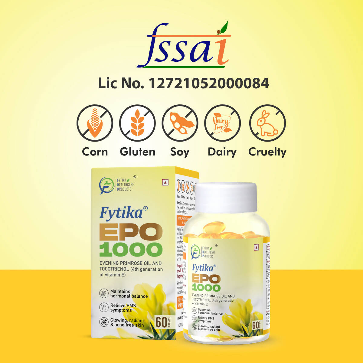 Fytika Epo 1000 Evening Primrose Oil and Tocotrienol Capsules - Indyancart