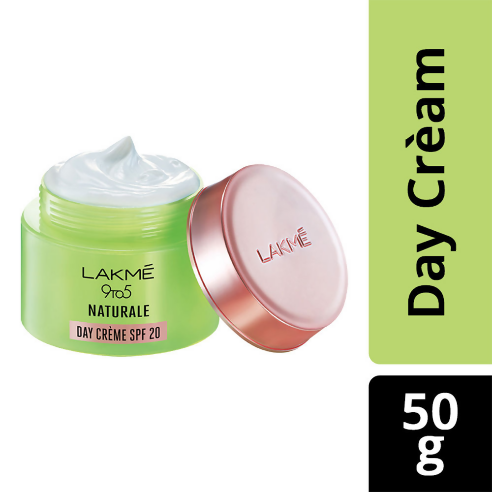 Lakme 9 to 5 Naturale Day Face Cream in a jar, natural skincare product with a smooth, creamy texture for daily use