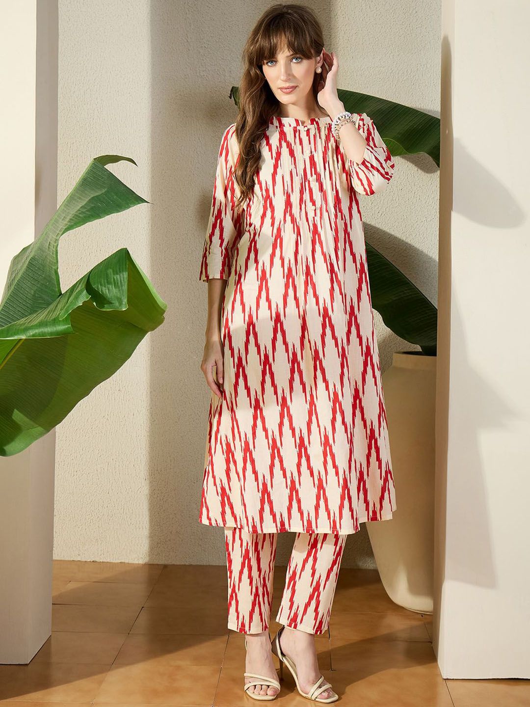 Indyancart IE Printed Pure Cotton Tunic With Trouser