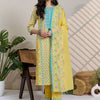 Indyancart IE Floral Printed Notch Neck Pure Cotton Straight Kurta & Trousers With Dupatta