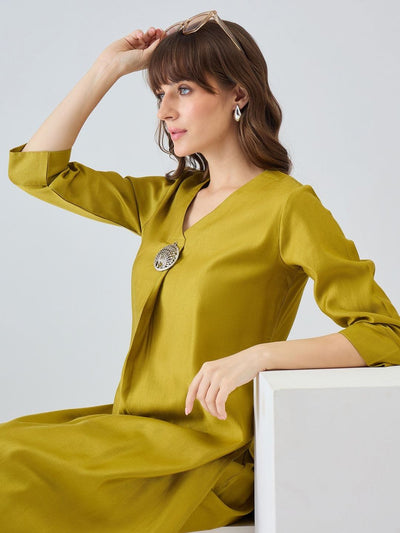 Indyancart IE Women Angrakha Liva Kurta with Trousers