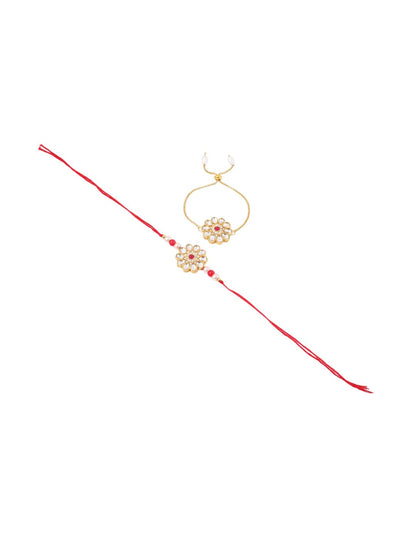 Anouk Kundan Studded And Beaded Bhaiya Bhabhi Rakhis With Roli Chawal