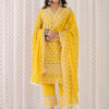 Indyancart IE Women Ethnic Motifs Embroidered Cotton Kurta with Trousers & Dupatta