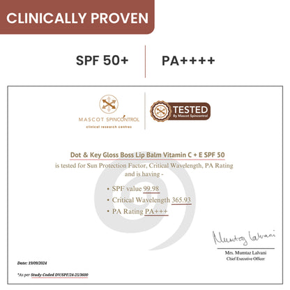 DOT & KEY GLOSS BOSS LIP BALM VITAMIN C + E SPF 50 CARAMEL KISS - 12G - Cocoa Mint