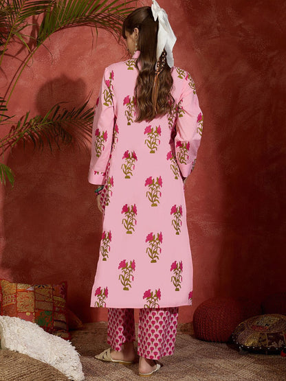 Dhiyona IE Indo era Printed Pure Cotton Straight Tunic & Trousers Co-Ord Set
