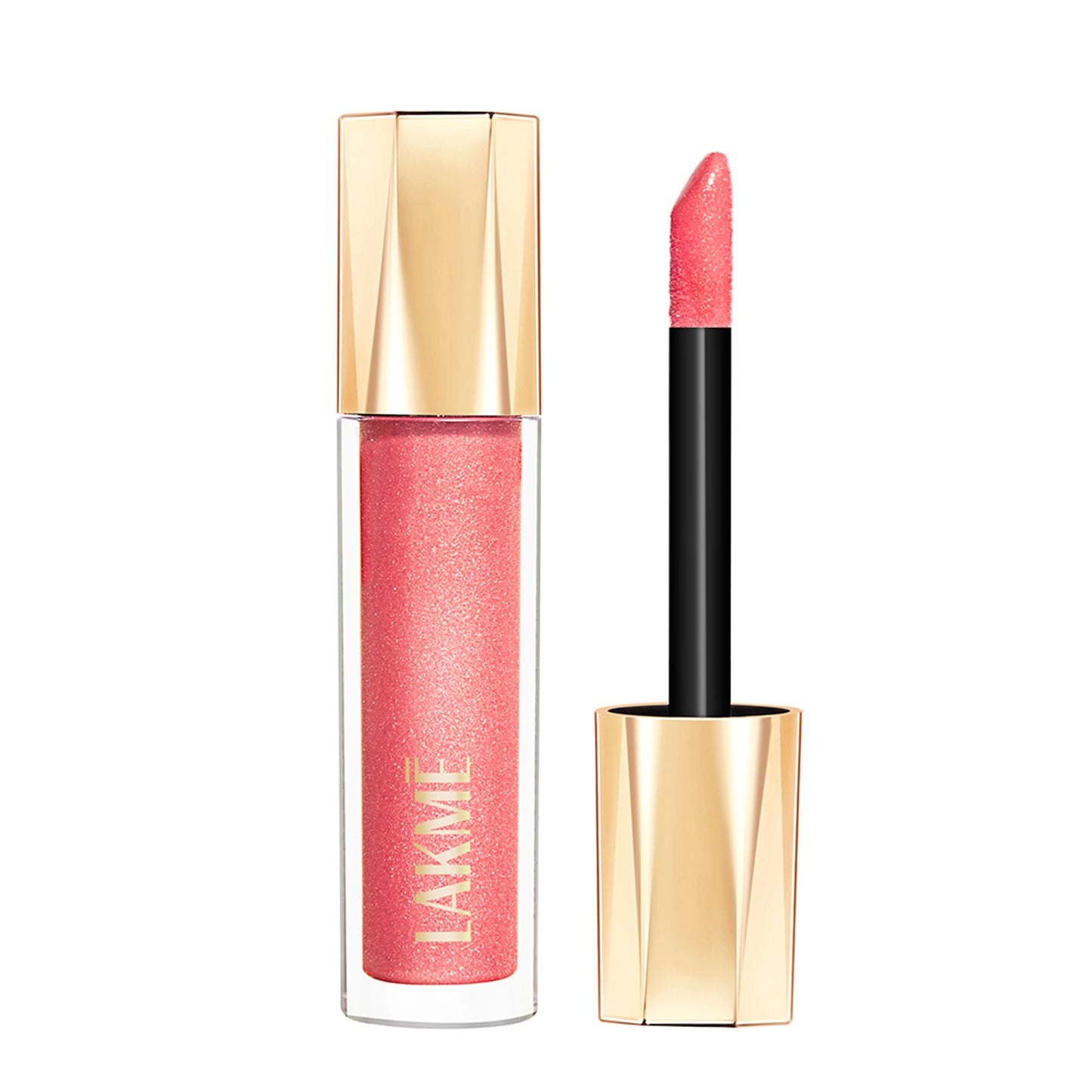 Lakme Glitterati Lip Glaze, High Shine Plumper Lip Gloss Oil with Collagen - Pink Champagne