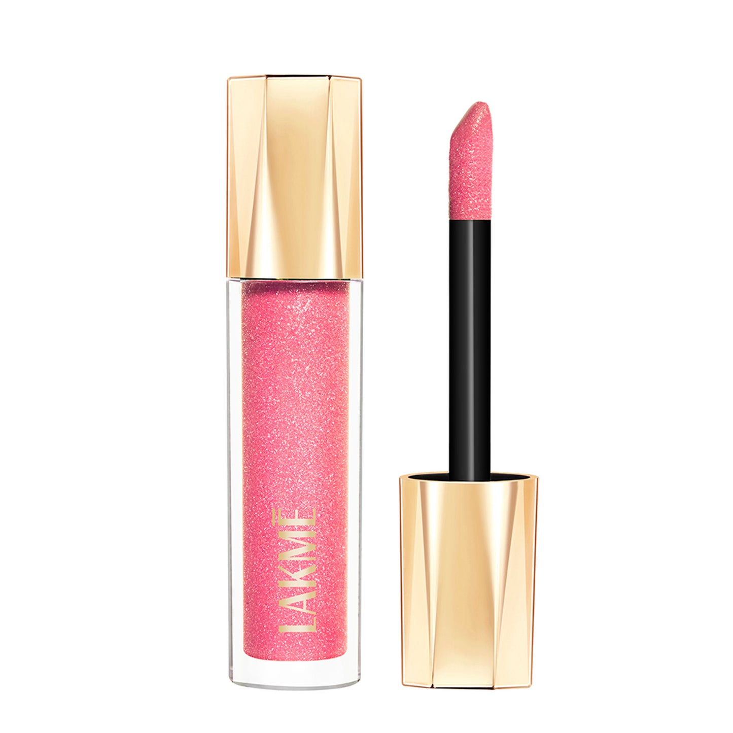 Lakme Glitterati Lip Glaze, High Shine Plumper Lip Gloss Oil with Collagen - Hot Pink Cosmo