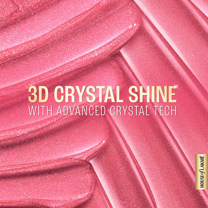 Lakme Glitterati Lip Glaze, High Shine Plumper Lip Gloss Oil with Collagen - Hot Pink Cosmo