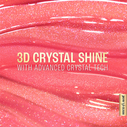 Lakme Glitterati Lip Glaze, High Shine Plumper Lip Gloss Oil with Collagen - Frosted Rose