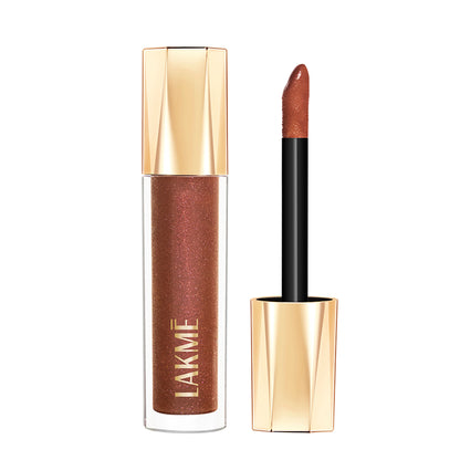 Lakme Glitterati Lip Glaze, High Shine Plumper Lip Gloss Oil with Collagen - Espresso Martini
