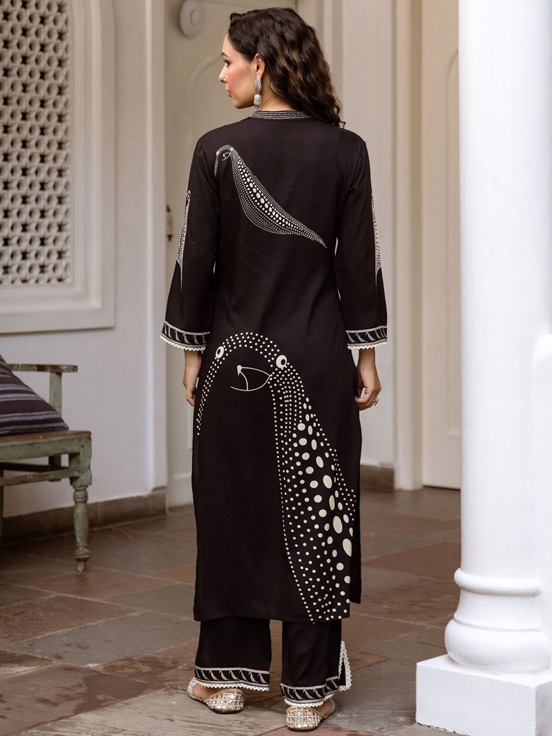 Indyancart IE Printed Three-Quarter Sleeves Tunic With Trouser