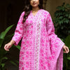 Dhiyona IE Women Floral Printed Cotton Kurta with Trousers & Dupatta