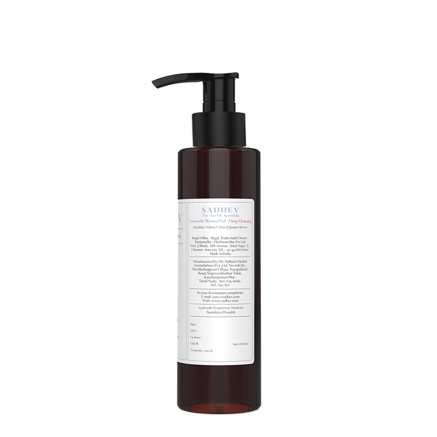 SADHEV Ayurvedic Shashtika Tailam, Citrus & Juniper Berries Deep Cleansing Shower Gel