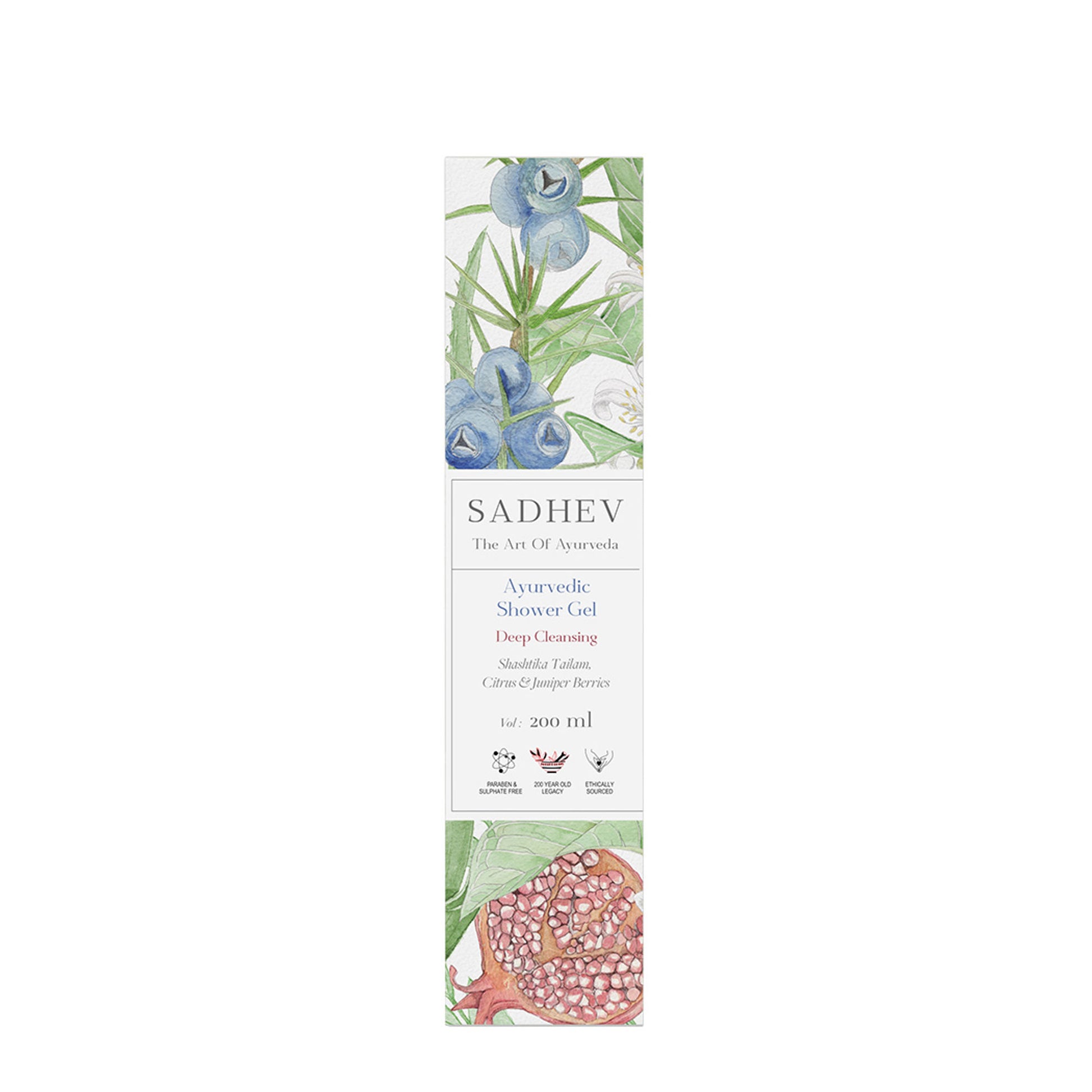SADHEV Ayurvedic Shashtika Tailam, Citrus & Juniper Berries Deep Cleansing Shower Gel