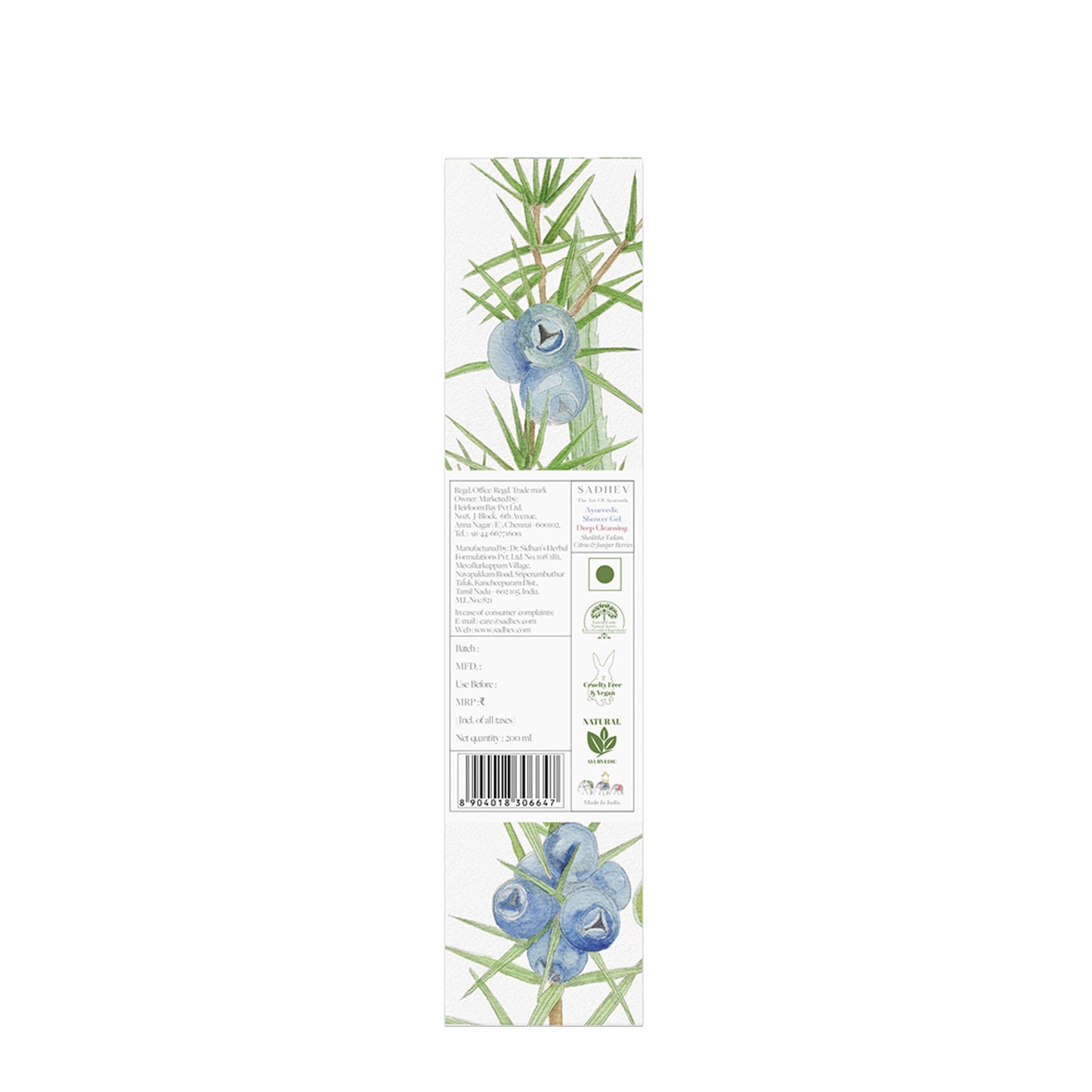 SADHEV Ayurvedic Shashtika Tailam, Citrus & Juniper Berries Deep Cleansing Shower Gel
