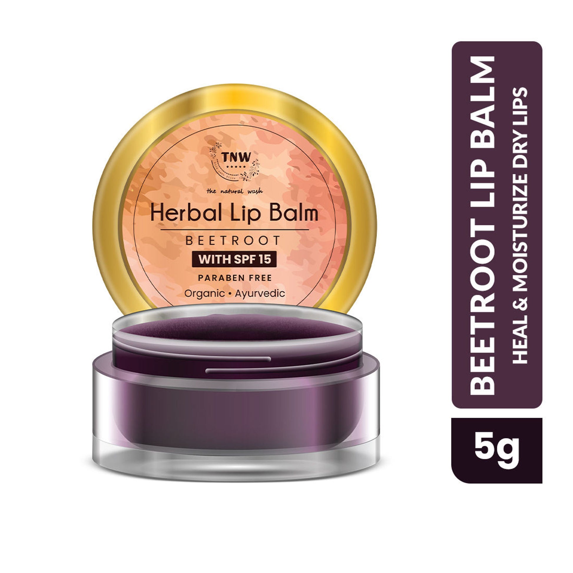 TNW The Natural Wash Herbal Beetroot Lip Balm With SPF 15 For Dry & Soft Lips - Non Sticky
